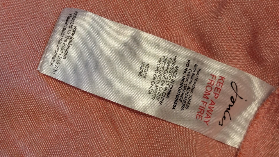 Vestido Camisa Joules Mujer 8 Coral Naranja Lino Sin Mangas Bolsillos con Cinturón Costero Foto 4 de 4