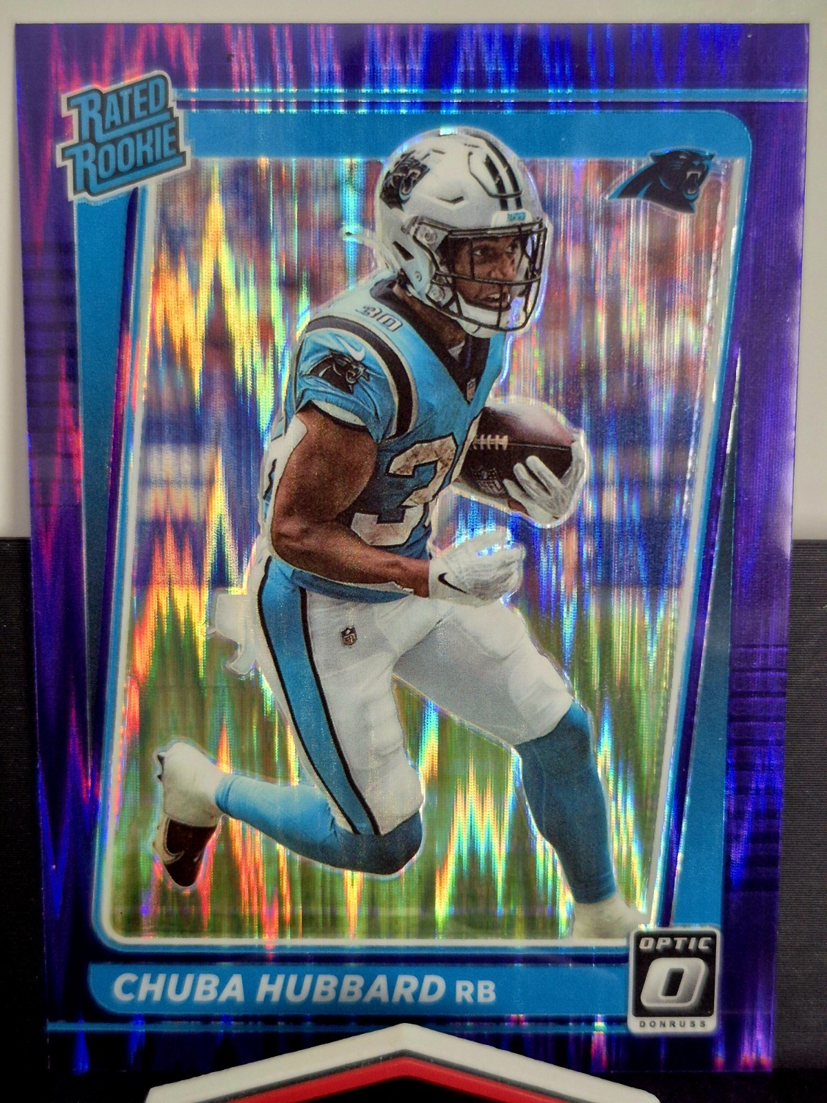 Chuba Hubbard Panini Donruss Optic #225 Purple Shock