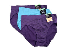 Bali Womens 3-Pack U Hi-Cut Brief Size XL/8 Purple Blue No Panty Lines