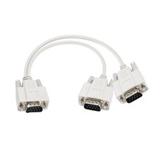 DB9 Y Splitter Cable 9 Pin 1 Male to 2 Male Rs232 Serial Straight Through