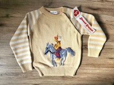 Vintage NOS Child Sweater By Sweet Cream Horse Design Hand Embroidered Tan Sz 5