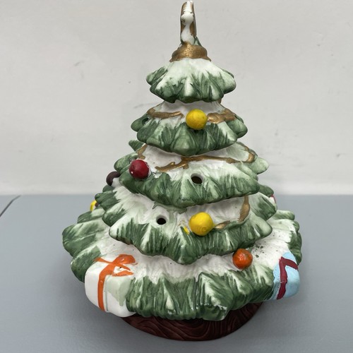 Vintage Ceramic Christmas Tree Painted Decorated Presents Small 6 Inch No Lights - Picture 4 of 11