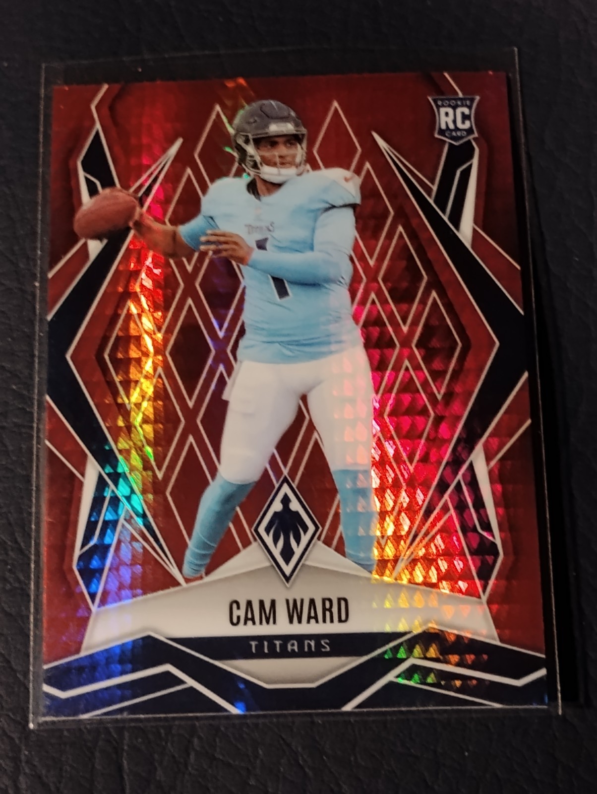 2025 Panini Phoenix Football Red Hyper Prizm - #194 Cam Ward (RC) #163/399