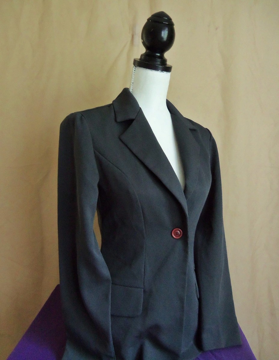 80s/90s City Triangles warm gray suit style polyester jacket. Sz 5-6 View 3