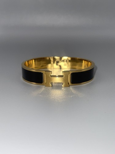 Hermès Click H Enamel Bracelet Gold Black