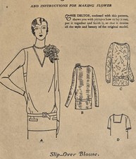 1920s Antique Butterick Pattern 1275, Slip-Over Blouse w/ Pockets; Used, B 32.