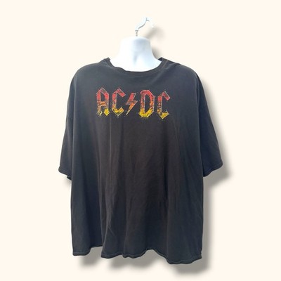 ACDC T-Shirt Mens 4XL Black Distressed Logo Band Tee 100% Cotton Graphic Worn