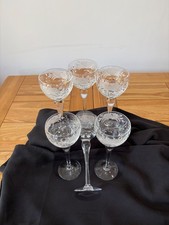 Brierley Honeysuckle Crystal Hock Wine Glasses, in perfect condition x 6