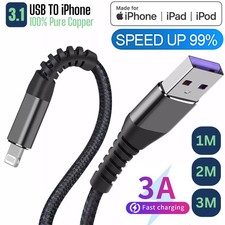 3A Fast Charging USB Cable For iPhone 14 13 12 11 Pro Max X XR 8 7 Phone Charger