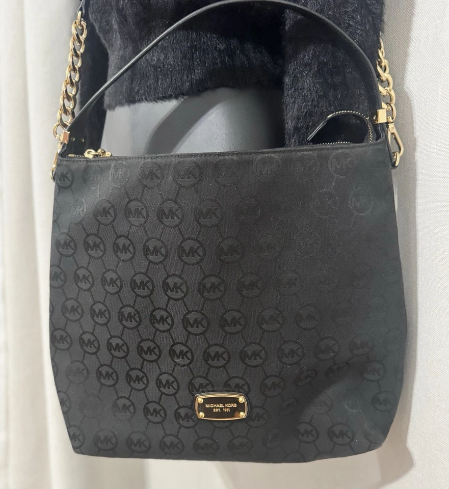 Michael Kors Designer Black Tassel Hobo Handbag Gold Hardware  2 Strap Option - Image 3 of 4