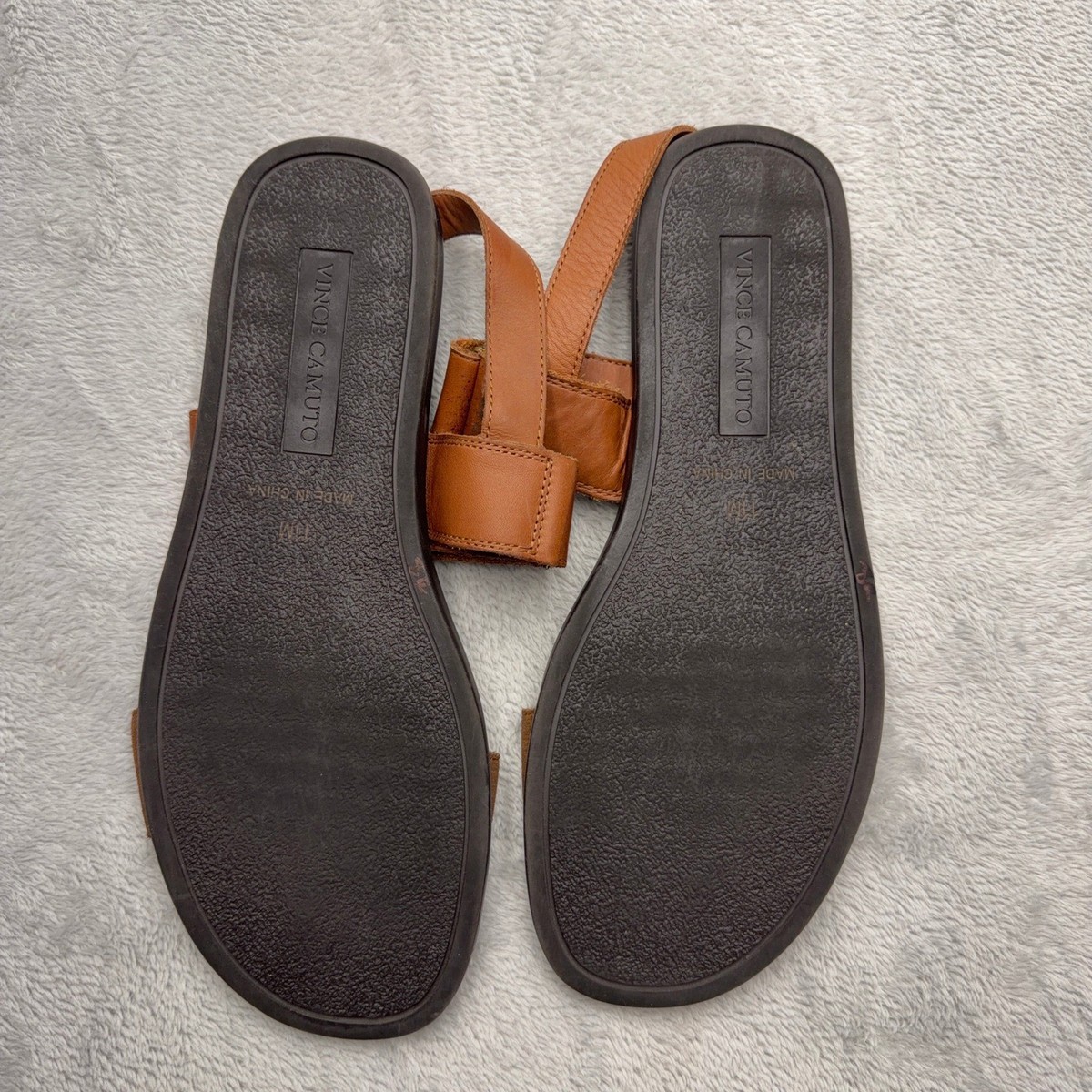 Vince Camuto Sandals Men 11 Brown Wahid Leather Suede Slingback Flat Strappy Vince Camuto Sandals Mens 8 M Waely Slides Cognac Brown  main image 3