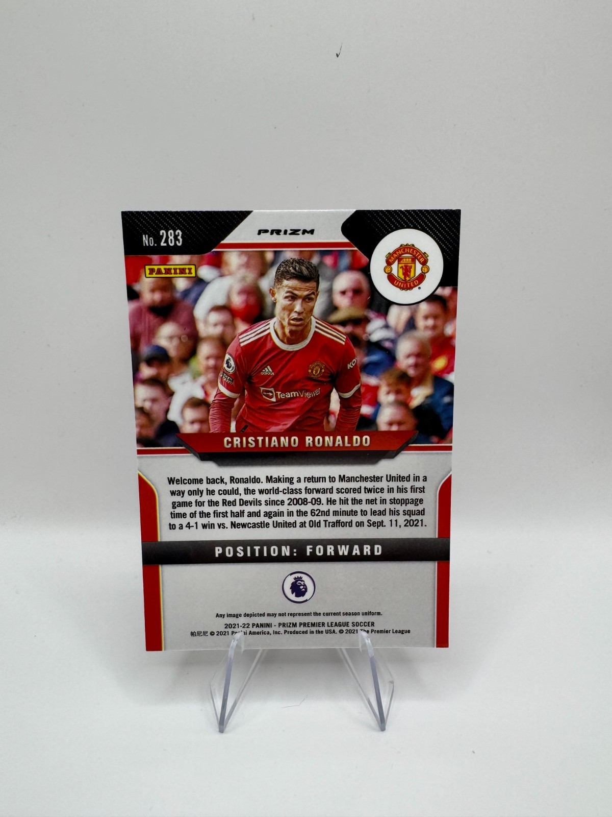 2021-22 Panini Prizm Cristiano Ronaldo #283 Reactive Red view 2