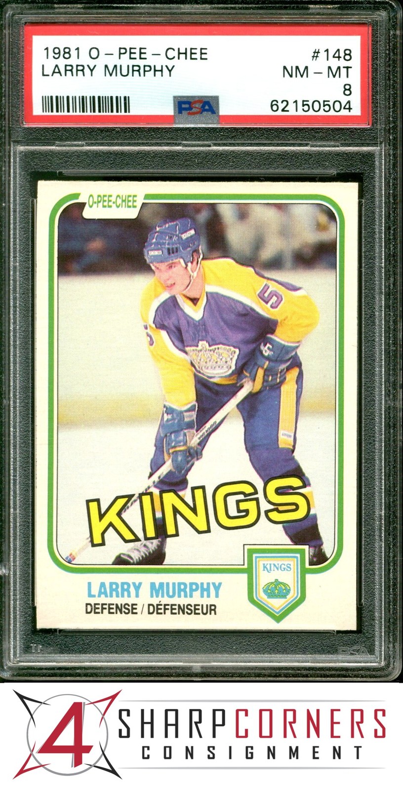 1981 O-PEE-CHEE #148 LARRY MURPHY RC KINGS HOF PSA 8