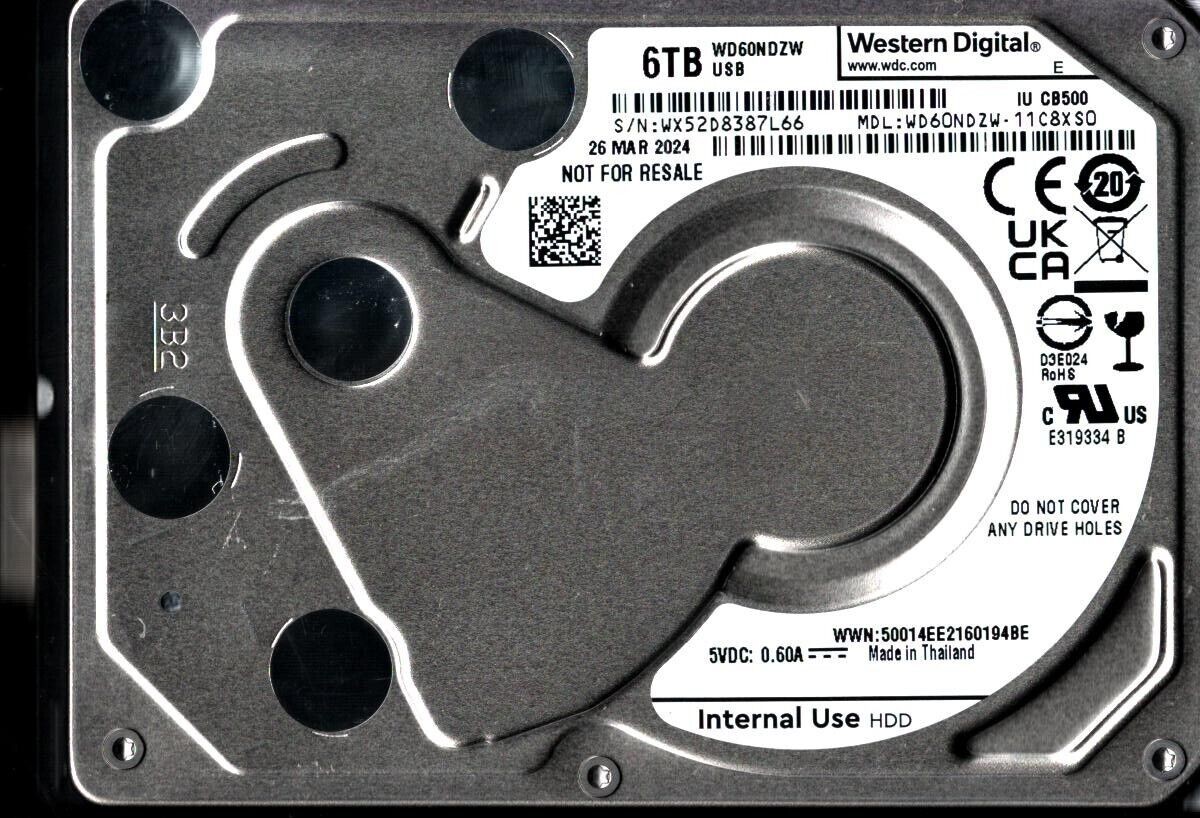 Western Digital HDD 6TB 動作確認済 通電2888時間 Western Digital HDD 6TB 動作確認済 通電2888時間