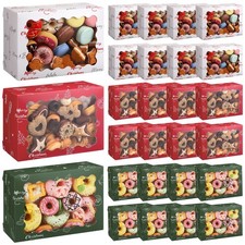 AmazingSpark 24 Pcs Christmas Cookie Boxes with Window 8.25 white, red, green