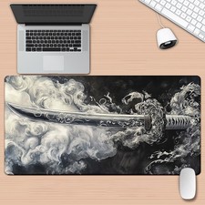 40 90cm1pc Samurai Sword  Skull Design Mouse Pad - XXL Non-Slip Rubber Desk Mat