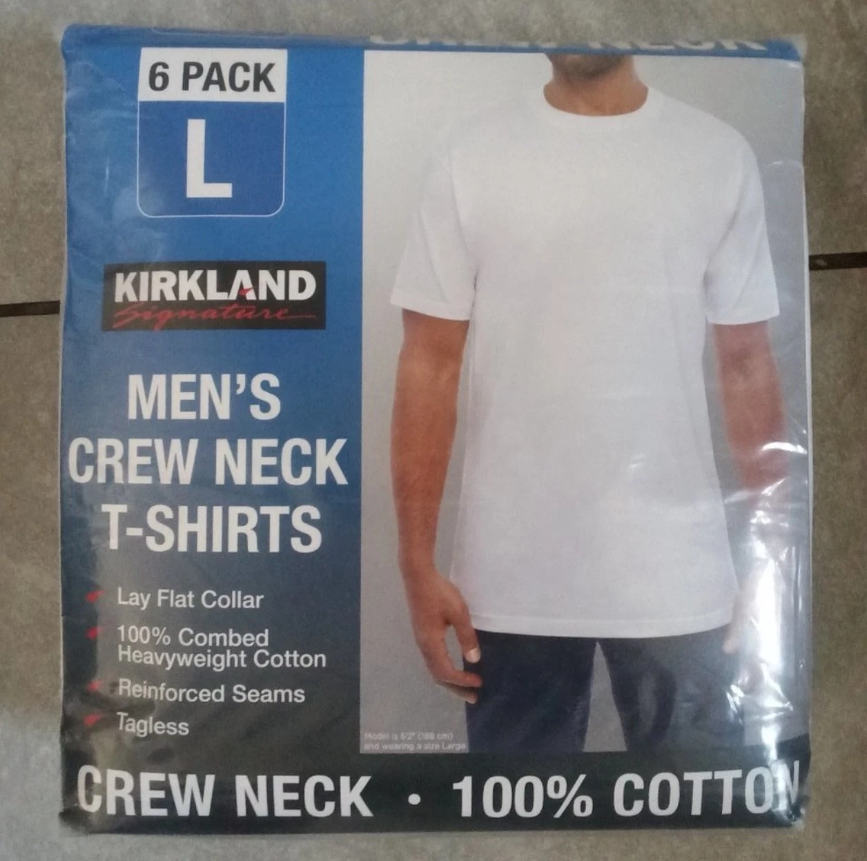 NEW 6 pack of Kirkland T Shirts men's White Crew Neck 100% Cotton Tees PICK SIZE