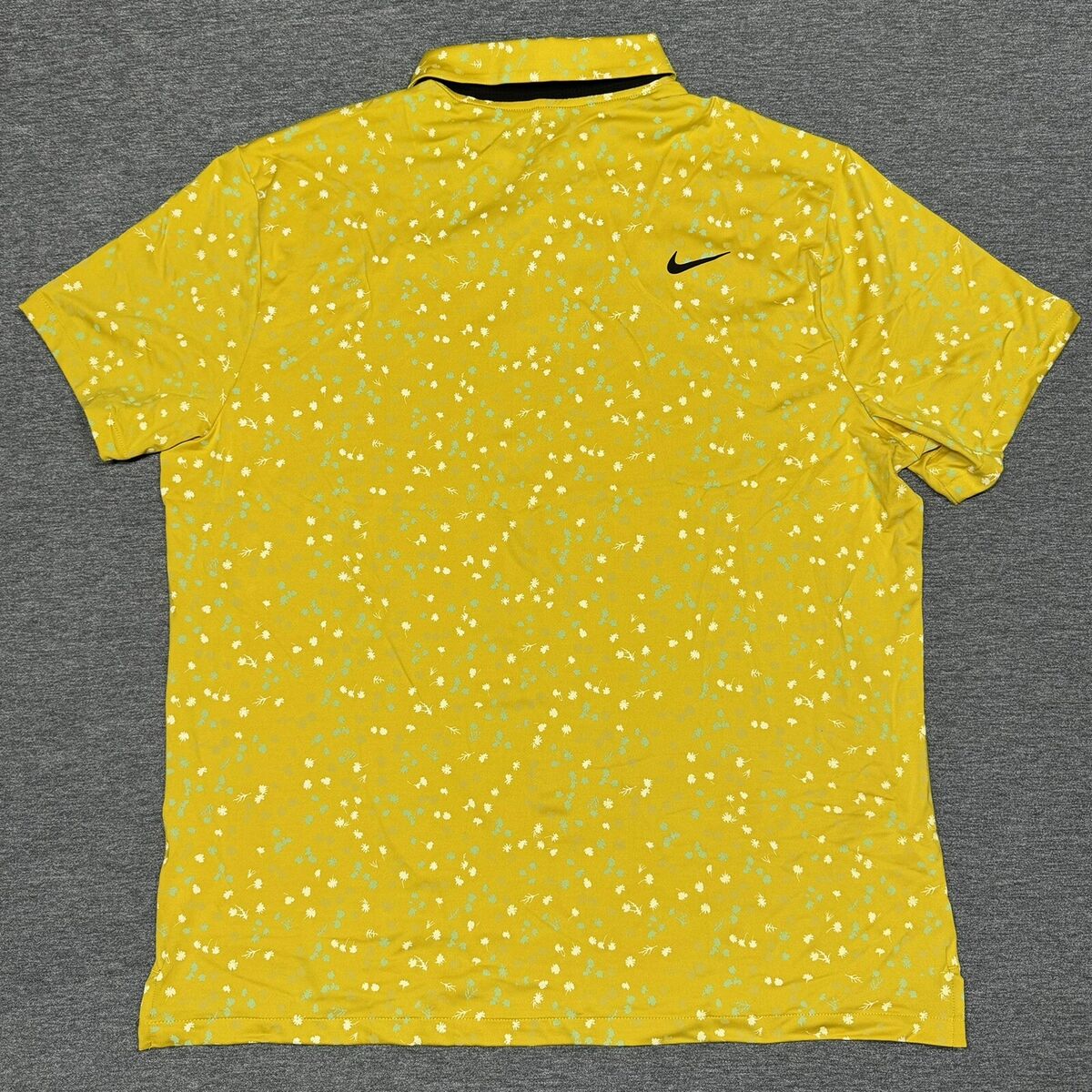 Nike Dri-Fit Tour Yellow Floral Print Golf Polo DX6089-709