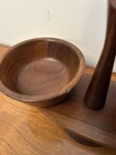 Vintage MCM Walnut Wood Spinning Condiment Dish Nut Bowl — photo 5