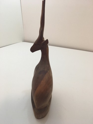 Estatua de madera tallada antílope ciervo reno alce gacela estatuilla de madera escultura - Imagen 6 de 10