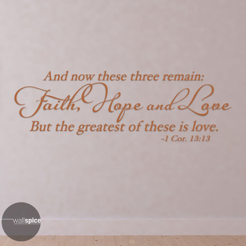 1 Corintios 13:13 Tres Remanentes Fe Esperanza Amor Biblia Versículo Vinilo Calcomanía de Pared - Imagen 2 de 4