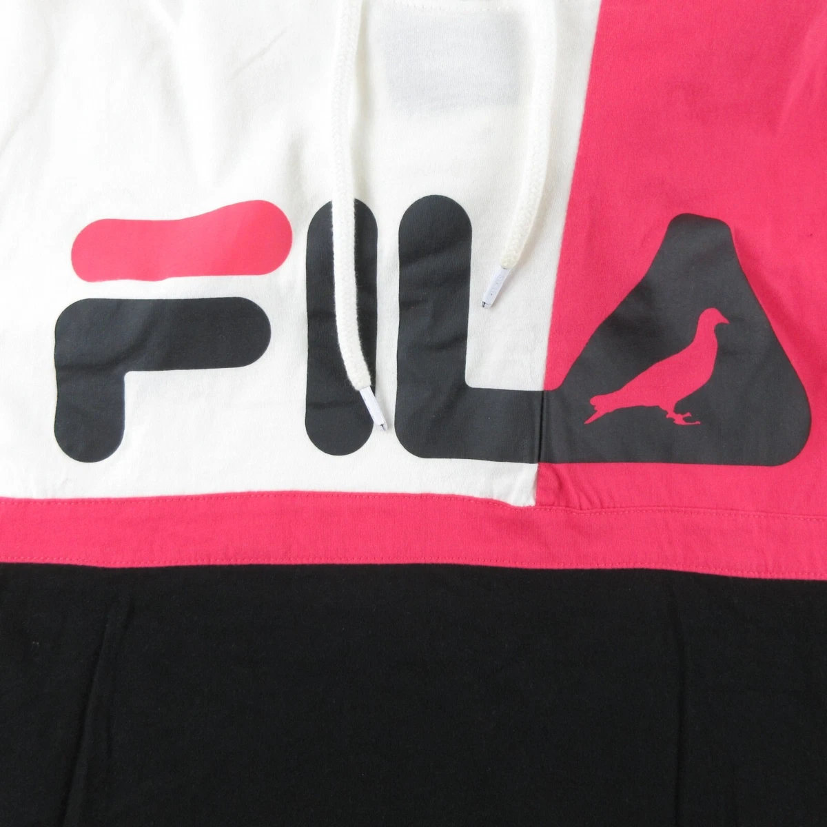 Fila X Staple Pigeon Collab T Shirt Spell Out Logo Hoodie Black Men s Large