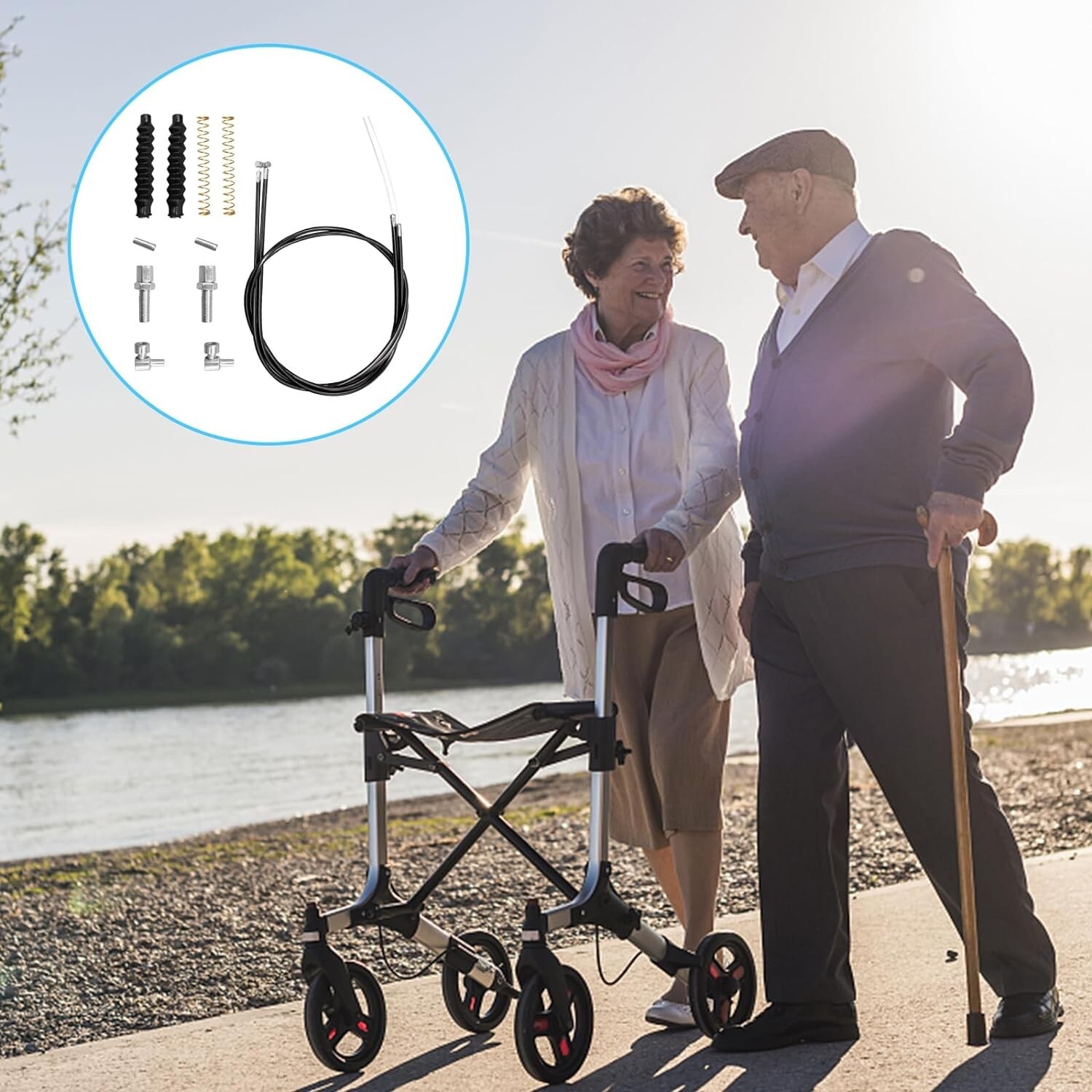 14Pcs Brake Cable Drive Rollator Replacement Parts, Brake Cable Parts