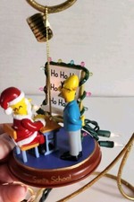 Vtg Simpsons Bradford Christmas Ornament Lighted Santa School Class Homer 2004