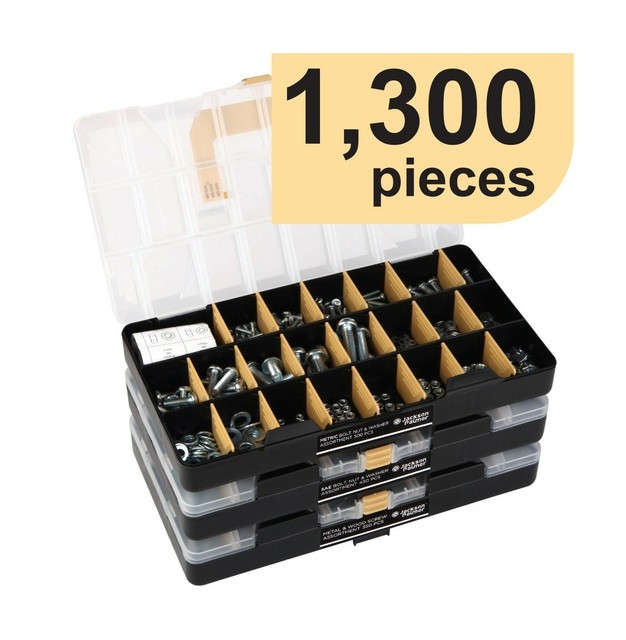 Deluxe Hardware Assortment Kit With Professional No Mix Case 1300 Piece ...