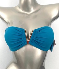 Victoria's Secret Nwt Gold Hardware V Cosmo Blue Bandeau Swim Bikini Top XS