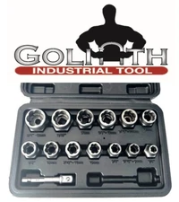 14pc Goliath Industrial Impact Bolt Out Extractor Socket Set Nut Remover #BES14
