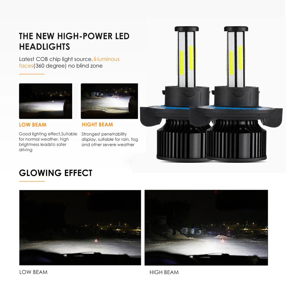360° LED 6-Sided Kit 9008/H13 Lo Headlight Bulbs Conversion For 1819 - Foto 5
