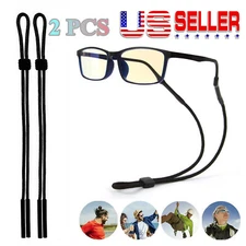 2 PCS Eye Glasses Lanyard Black Adjustable Retainer Cord String Strap Holder