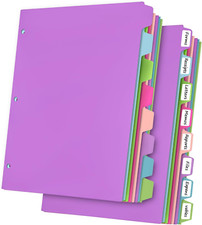 16Pcs/2 Set Binder Dividers with Tabs, 8 Color Tab for 3 Ring Binder Dividers, P