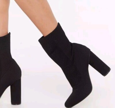 Nasty Gal Black Boots With Block Heel NASTY GAL Faux Leather