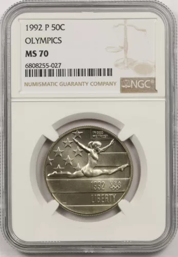 1992-P Olympics Gymnastics 50C NGC MS 70 Commemorative Half Dollar