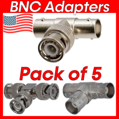 5 Pack 3 Way BNC Coupler BNC Cable Splitter RF Adapter T-Type Connector Coupler