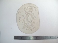vtg 1960s 1970s Tattoo acetate stencil Pirate Girl Smoking signed WMN2