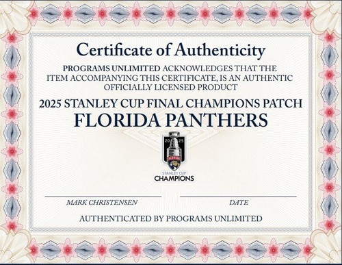 2025 FLORIDA PANTHERS NHL STANLEY CUP FINAL CHAMPIONS TEAM PLAYER JERSEY PATCH - Picture 3 of 4