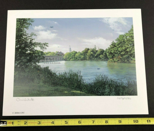 Chris White College Creek Signed Numbered Print Lighthouse Sailboat Rowing Team