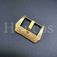 22 MM Gold Engraved Screw in Buckle Watch Band Strap Brushed Fits For Panerai