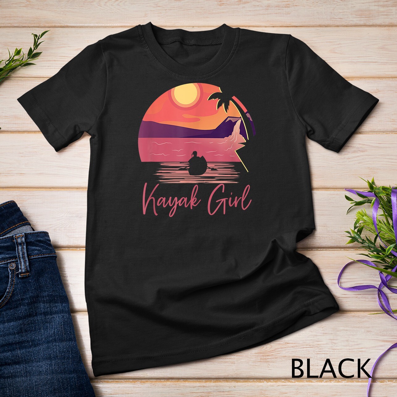 Girl Women Kayak Outdoor Sport Canoe Sunset Kayaking Unisex 