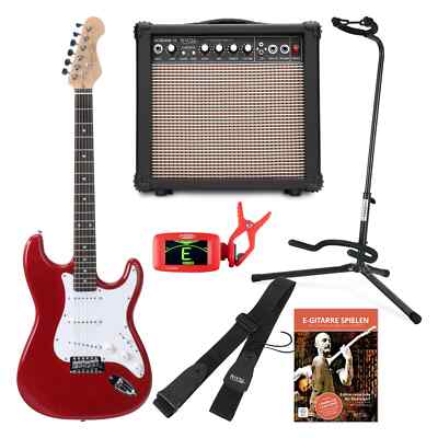 Tolle E-Gitarre in Rot mit Rundum-sorglos-Paket für den perfekten Einstieg