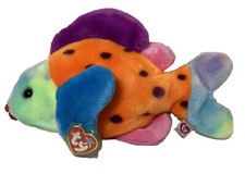 Ty  Lips  Fish Plush Beanie Buddies 1999 Handmade Tag 12  Multicolored Gentle Use
