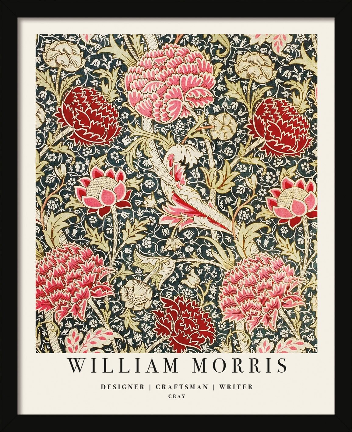 William Morris Framed Picture - Cray - 40 x 50cm Print in Black Frame