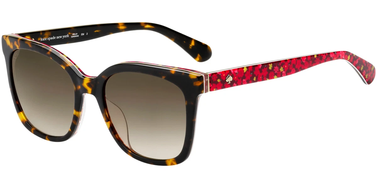 Kate Spade Kiya Women s Havana Floral Squared Cat Eye Sunglasses