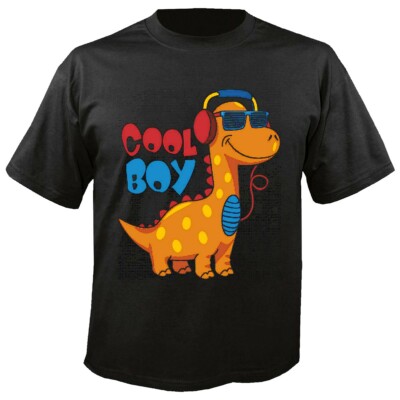 T-Shirt COOL BOY DINOSAURIER MIT SONNENBRILLE TECHNO JAZZ FUNKY SOUL TRANCE