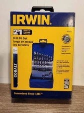 NEW IRWIN 63221 Cobalt Alloy Steel Drill Bit Set 21-Pc Jobber | Fast Shipping