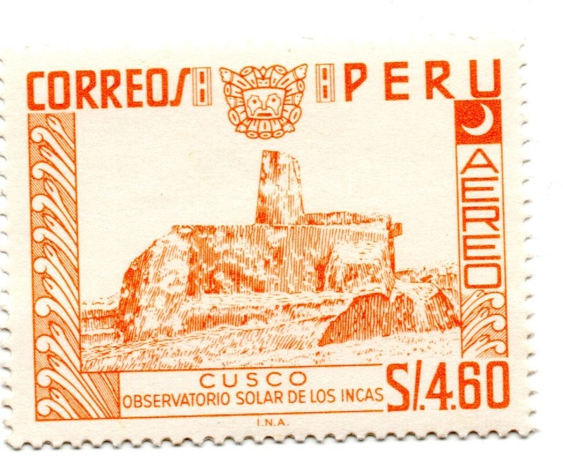 Perú 1959, Inca's observatory and solar clock, orange S/. 4.60, accept offers 2