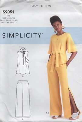 Simplicity Schnittmuster 9051 EASY Hose Schlitzbein, lockeres Oberteil Gr. 6-14 Neu